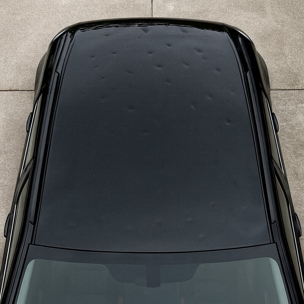 Hail damage before repair